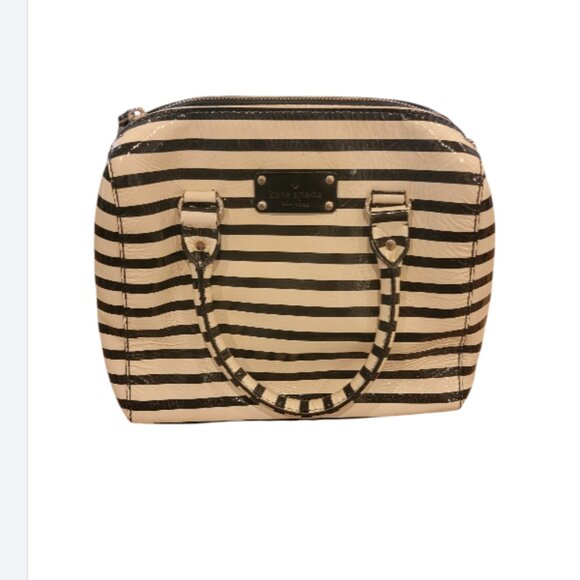 Kate Spade ♠️ Wellesley Stripe Alessa Striped Patent Leather Satchel/Crossbody - Picture 3 of 17